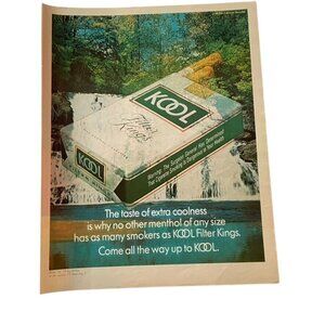 1971 Kool Cigarette Filter King  Tobacco Ad u Print Full Page Forest Scene Vinta